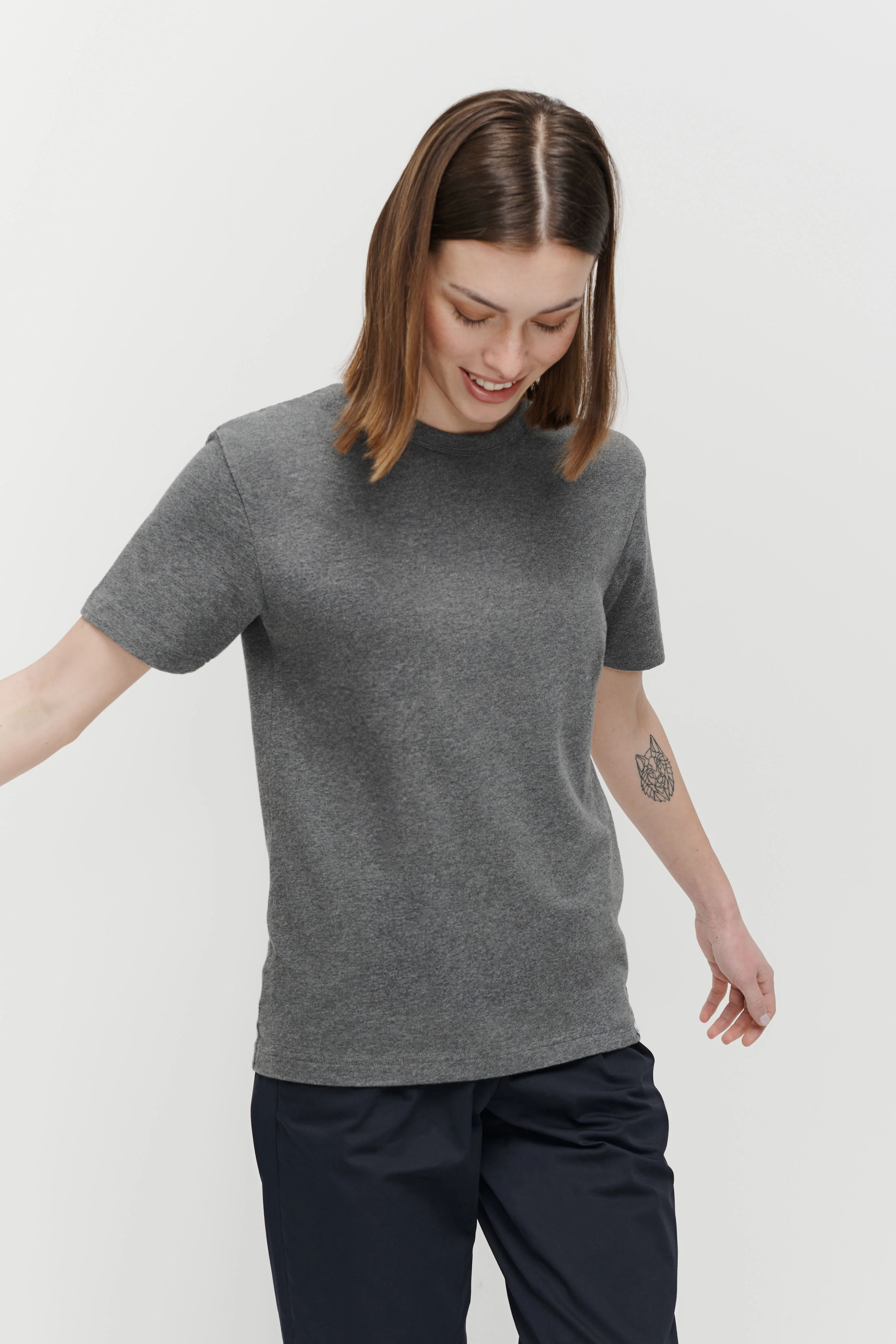 The Heavyweight Unisex T-Shirt - Dark Grey Melange - Image 4