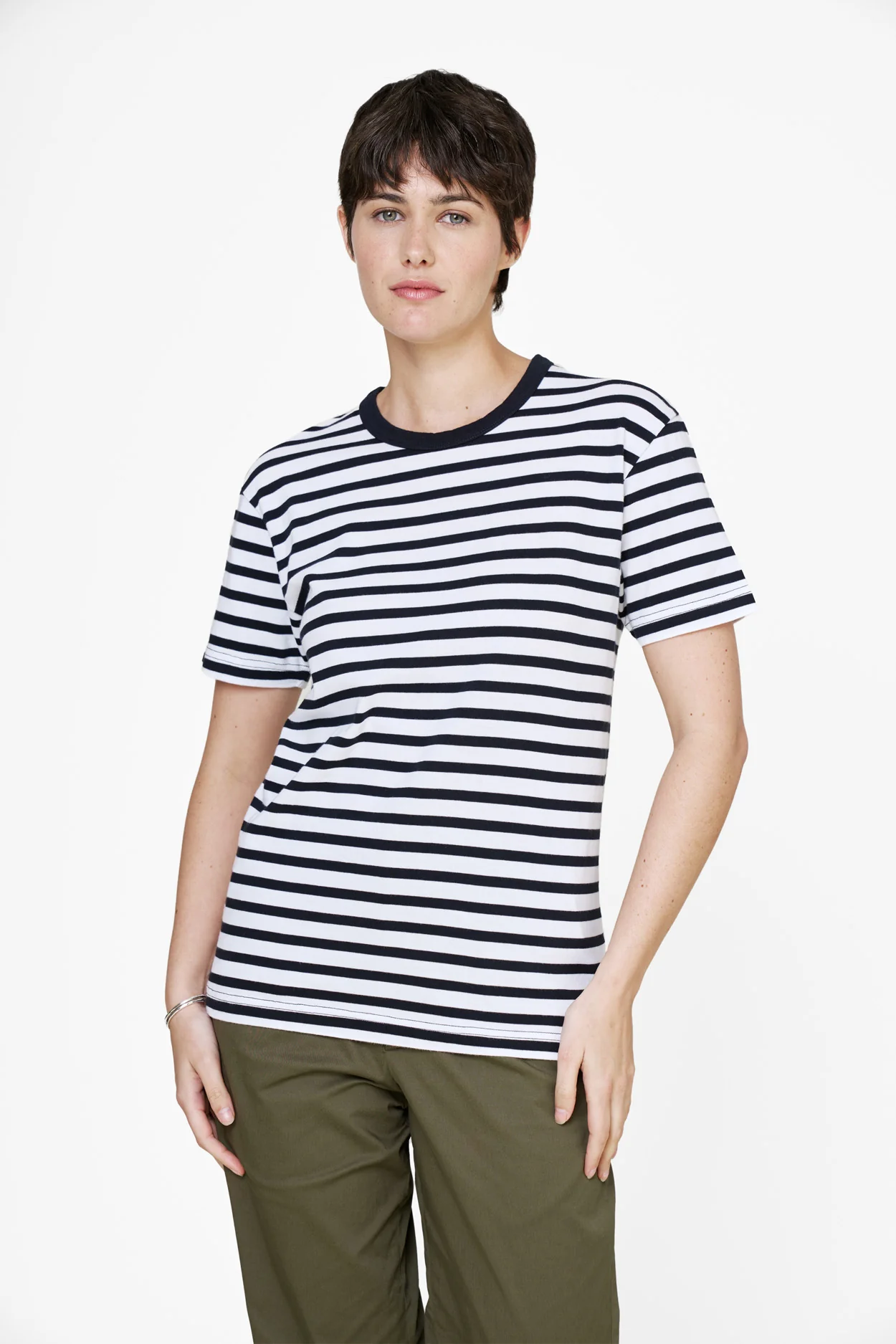 The Striped Unisex T-Shirt - Navy / White - Image 4