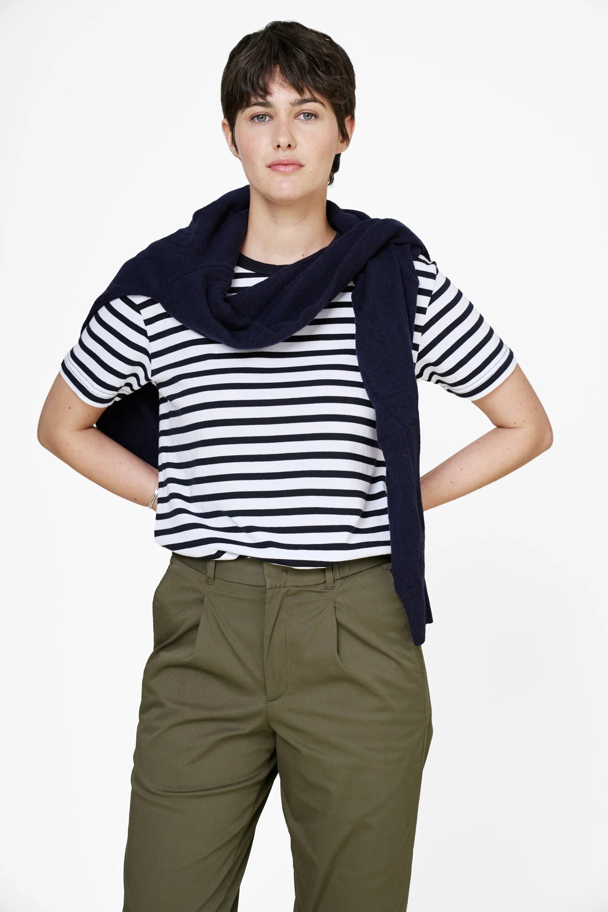 The Striped Unisex T-Shirt - Navy / White - Image 7