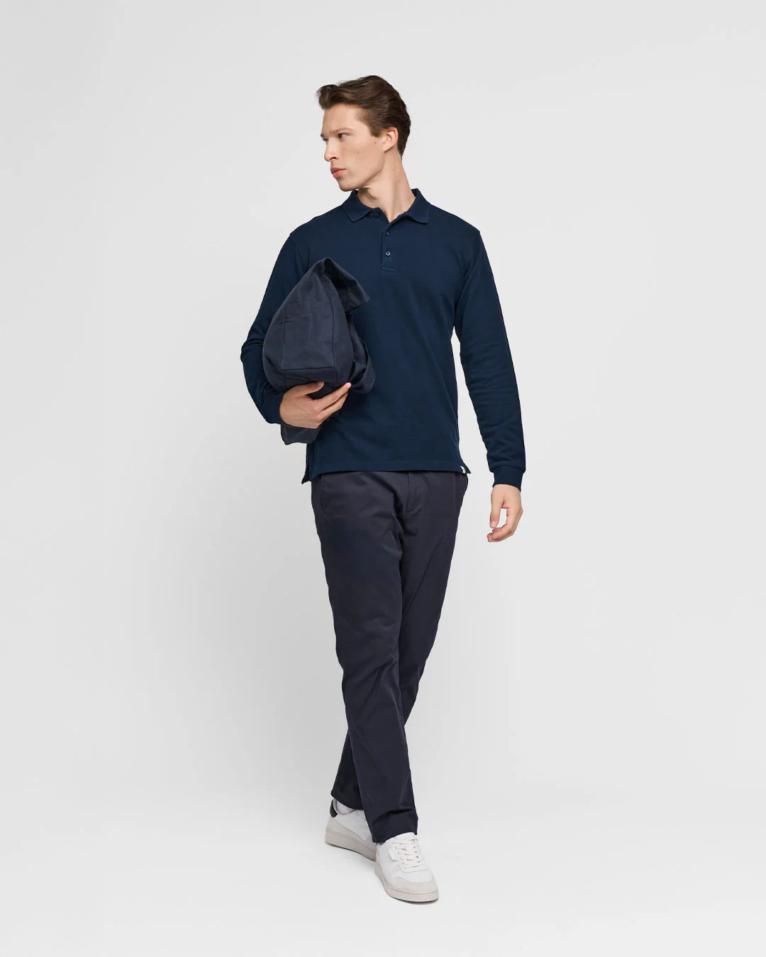 The Longsleeve Polo Shirt - Navy - Image 5