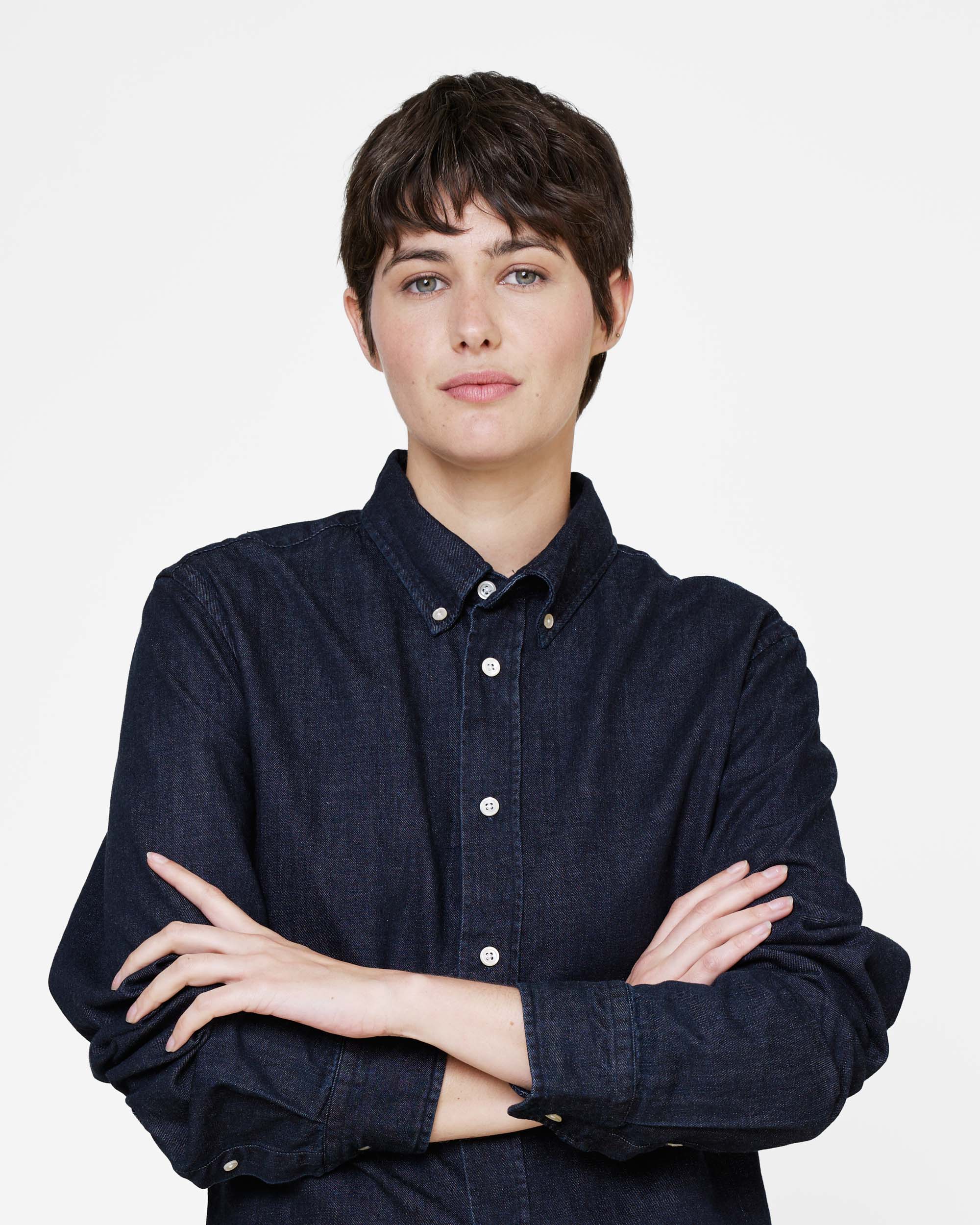 The Oversized Denim Shirt - Indigo Blue - Image 3