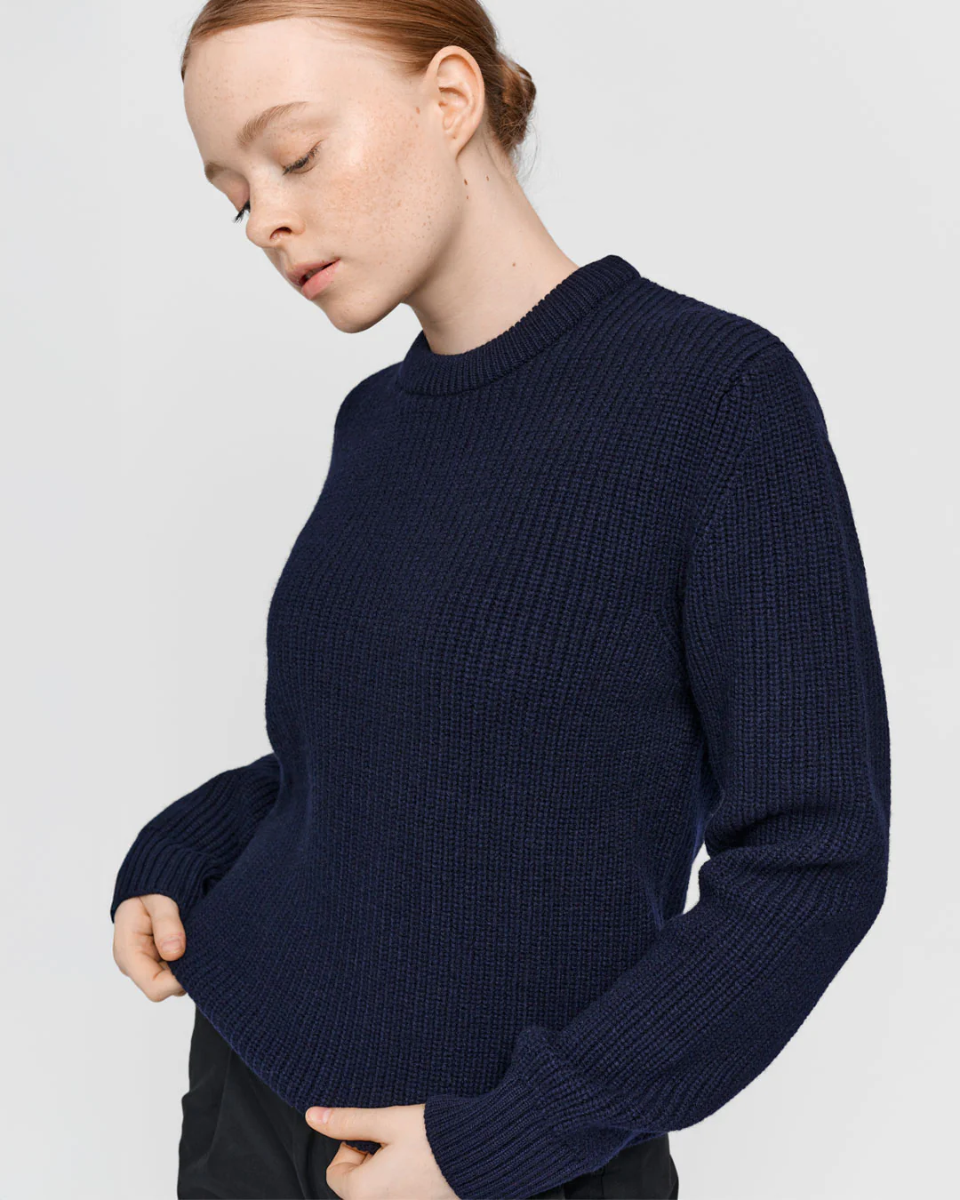 The Unisex Heavy Merino Sweater - Navy - Image 3