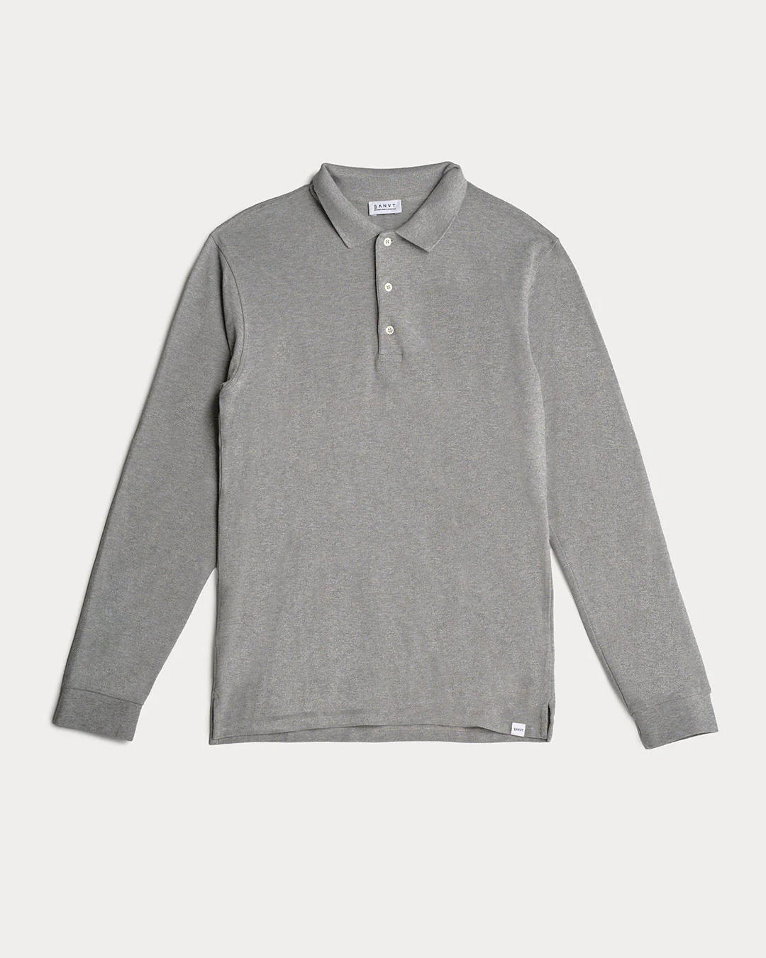 The Unisex Longsleeve Polo Shirt - Grey Melange - Image 6
